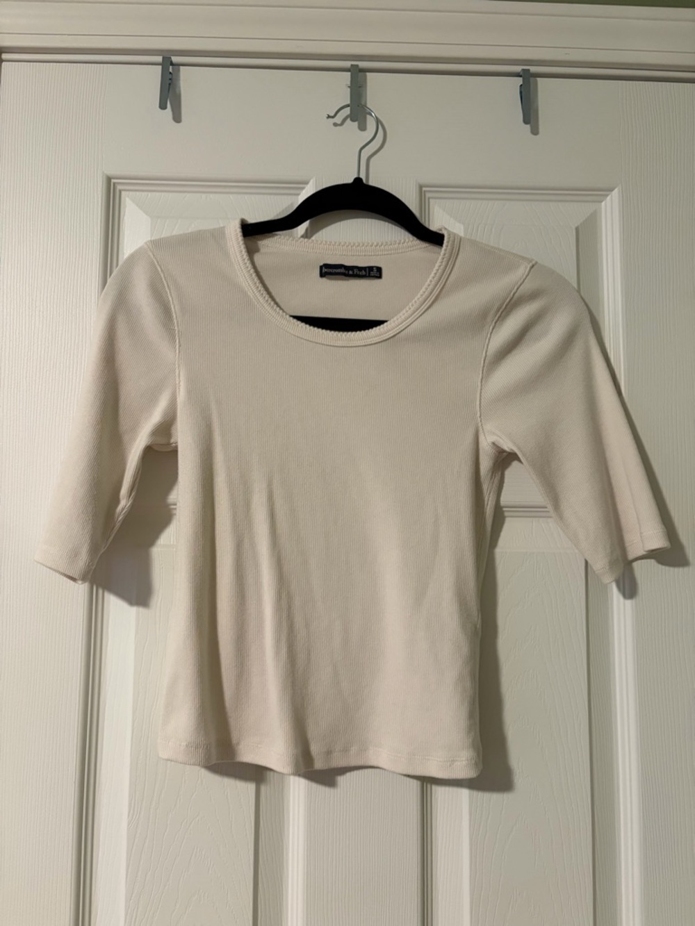 Cream Short Sleeve Knit Top
